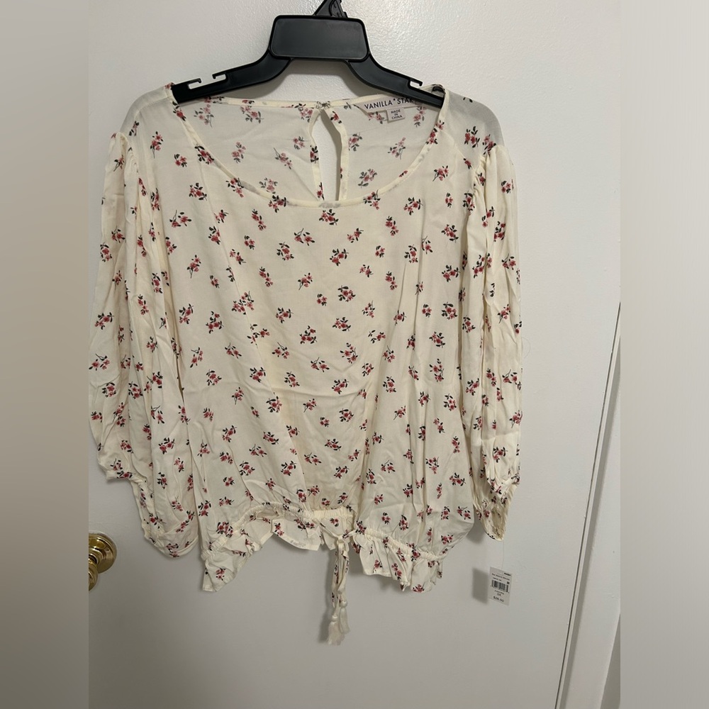 New with tags floral cinched waist tie top